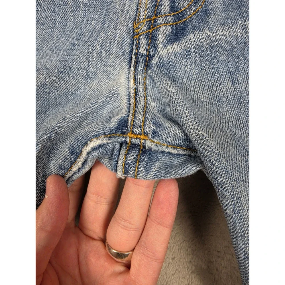 Levis 501 Button Fly Jeans Mens W34 L29 Blue Straight Distressed Denim 2008